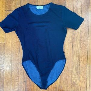 Ann Taylor Navy Blue Body Suit Short Sleeves Size Small